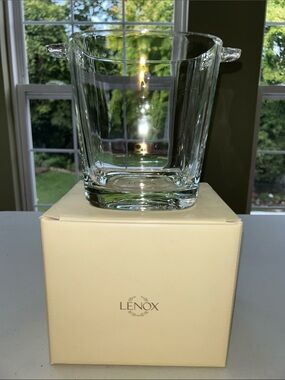 Lenox Clear Glass Ice Bucket with Dual Side Handles